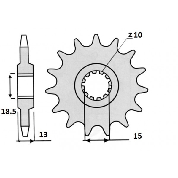 2261 Fantic, pignon sortie de boite 11 dents en 428, schéma