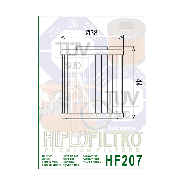 Beta, Kawasaki, Suzuki, filtre à huile "Hiflofiltro HF 207"