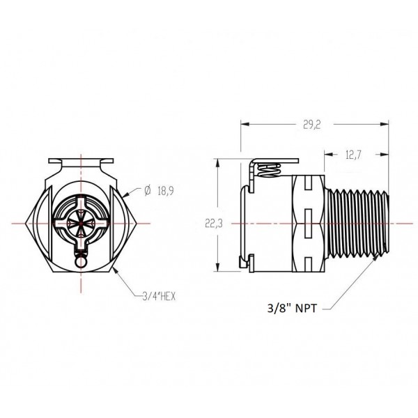 2898 BMW, raccord rapide sortie de réservoir 3/8" NPT, schéma