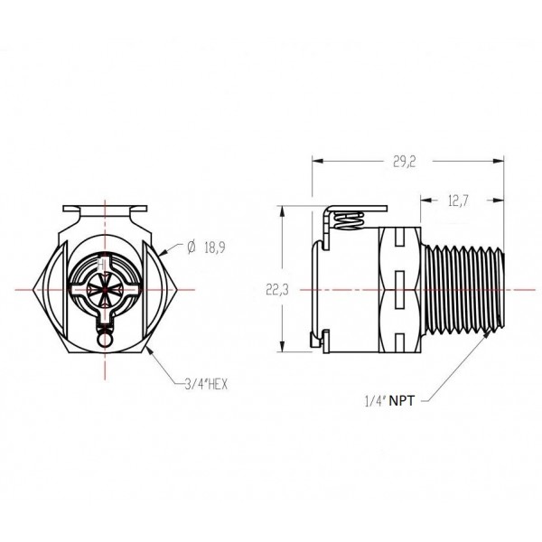 2899 Triumph, raccord rapide sortie de réservoir 1/4" BSPT, schéma